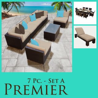  Outdoor Wicker Patio Set Luxury Furniture & 9PC DINING CHAISE 07ASM