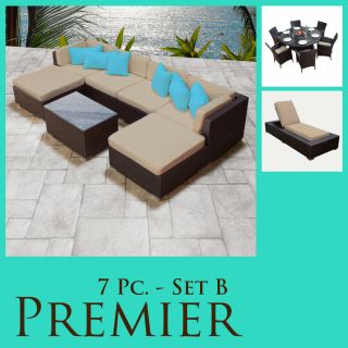  Outdoor Wicker Patio Set Luxury Furniture & 7PC DINING CHAISE 07BP60K