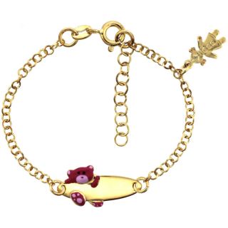 Sterling Silver Rolo Link Baby ID Bracelet in Yellow Gold Finish w