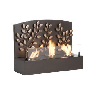 SEI Portable Indoor Outdoor Gel Fuel Fireplace Loft Glass Nickel Home