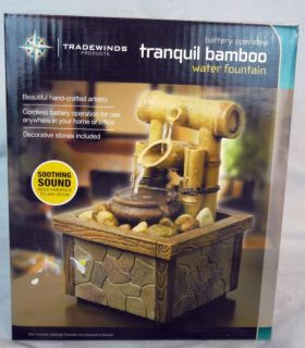 Indoor Bamboo Tranquil Water Fountain Tradewinds with Decorative