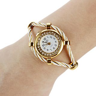 USD $ 5.49   Womens Circle Watchcase Style Steel Analog Quartz