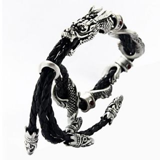 EUR € 17.47   svart skinn drage armbånd, Gratis Frakt På Alle