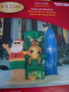  Vacation Santa Reindeer Surfboard Airblown Christmas Inflatable