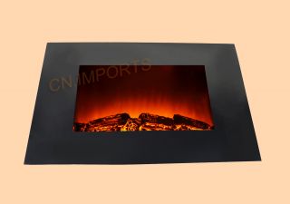  Flat Tempered Glass Panel Electric Fireplace Heater with Logs C510EL