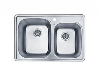  Sinks PL 911 33 Stainless Steel Top Mount Double Bowl Kitchen Sink