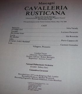  by LUCIANO PAVAROTTI, Mirella Freni, Ingvar Wixell & others as shown