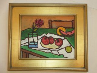   CALIFORNIA MODERN EXPRESSIONISM STILL LIFE INTERIOR PAINTING SIGNED