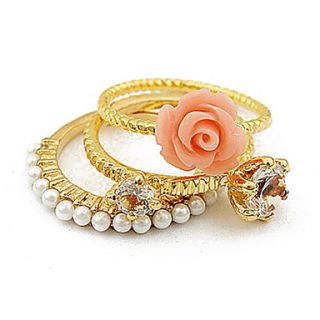 EUR € 3.58   Pearl En Bloemen Ring Combinatie (3PCS), Gratis