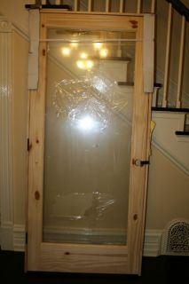  Solid Knotty Pine Wood Prehung Interior Full Glass Door 1 Lite 36 x 80