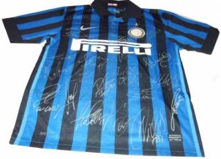 INTER MILAN SIGNED AUTOGRAPHED SHORT SLEEVED FOOTBALL SOCCER JERSEY