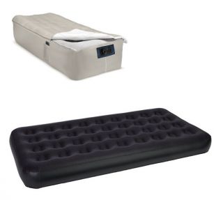 INTEX Twin Airbed Velvet Flocked Inflatable Air Bed w/ Pump & Blanket