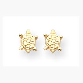 New Inverness Piercing 14k Gold 7mm Turtle Earrings