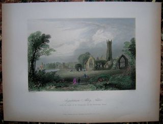 ca.1842 Bartlett print ADARE FRIARY, COUNTY LIMERICK, IRELAND