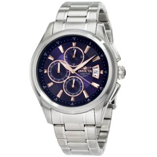 Invicta 1482 Mens Specialty Blue Textured Dial Chrono Stainless Steel