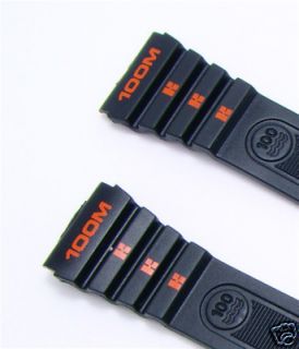 20mm Black Orange 100M Ironman Rubber PVC Watch Band