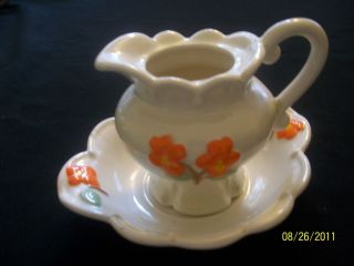 Ceramic Pitcher and Wash Basin Bowl Small Vintage 612