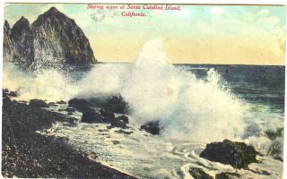 California Catalina Island Storm Surf SPRR Southern Pacific Railroad