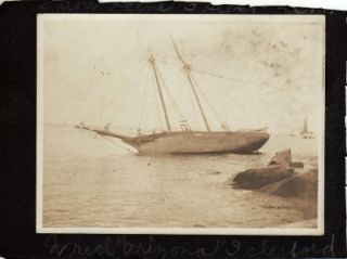  4x3 PRINT OF THE TWO MASTED WRECKED SCHOONER ARIZONA ISLESFORD MAINE