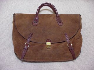Isanti Brown Suede Leather Duffle Gym Bag Luggage Italy