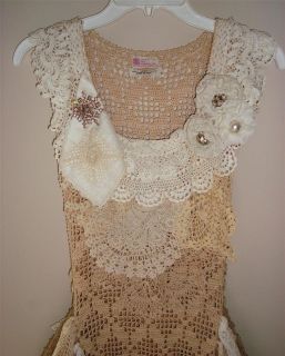 OOAK Up Cycled Vintage Gypsy Crochet Doily Dress Size S/M/L