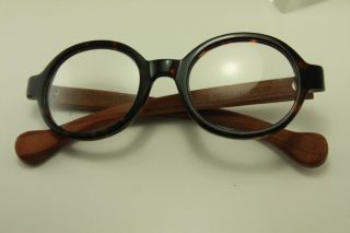 SAGAWA Fujii Real Wood Temple Eyeglass 8332 Japanese Plastic Round