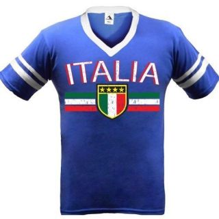 Italia Team Logo Mens V Neck Ringer T Shirts World Cup Soccer Football