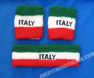 Italian Flag Wristband Headband Sweatbands Set Gym