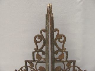 Pair Antique Cast Iron Shelf Brackets Flowering Vine Design Old
