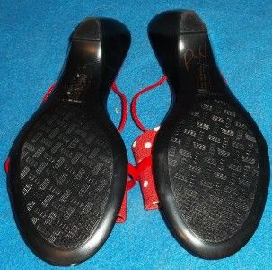Italian Shoemakers Red Polka Dot Kitten Heel Slip on Sandal 7 1 2 B