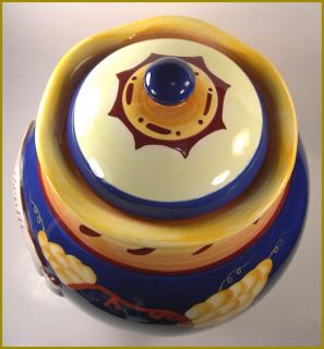 COLORFUL LARGE ITALIAN BISCOTTI CERAMIC COOKIE JAR, MINT COND. VERY