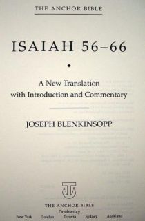 Isaiah 56 66 Joseph Blenkinsopp 2003 HC Anchor Bible 0385501749