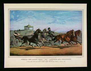 Currier Ives Print Harness Horse Racing The Great 1855 Union Course