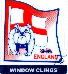 English Bulldog St George Cross Window Cling Sticker