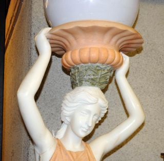 Pair XL Italian Marble Female Lamps Torcheres Architectural Figurine