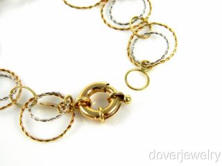 Italian 3 Tone 14k Gold Circle Link Bracelet