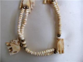 Lovely Vintage Faux Ivory Elephant Bead Necklace