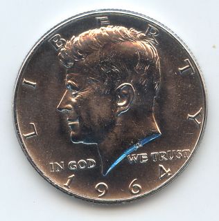 Kennedy Half Dollar 1964 Uncirculated in Memorial Case