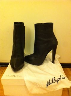 Phillip Lim Jayne Platform Bootie Ankle Boots Black goatskin