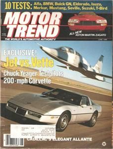 June 1986 Motor Trend Super Jet Meets Turbo Vette Chuck Yeager Suzuki
