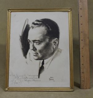 Antique Authentic 1941 *J Edgar Hoover* FBI Autograph Signed Portrait