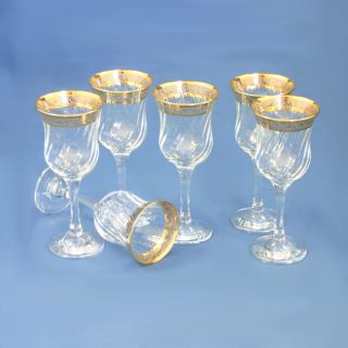 Italian Swirl Wine Glasses Gold Plated 6 PC Set $120