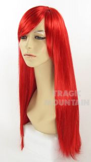 Long Bright Red Little Mermaid Wig Bangs Ariel Jessica Rabbit Costume