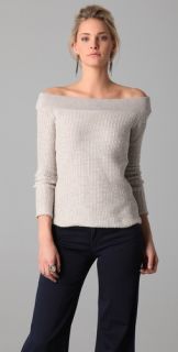 James Perse Two Tone Off The Shoulder Sweater