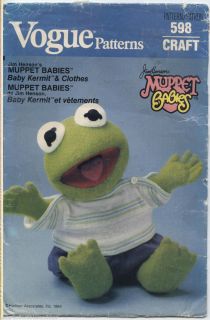   Sew Pattern 598 Muppet Babies Baby Kermit Pajamas Shirt Pants Diaper