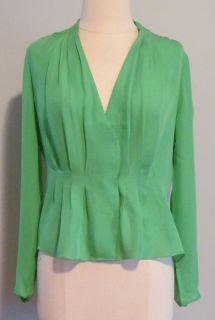 Crew Collection Draped Georgette Top 2 Kelly Green Blouse