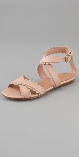 See by Chloe Scallop Ankle Wrap Flat Sandals