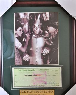 JACK HALEY d 1979 Signed Check Framed Item TIN MAN in The Wizard of Oz