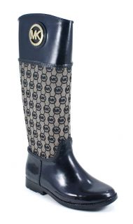 Michael Kors Womens Fulton Tall Black Rubber Rain Boot 8 New