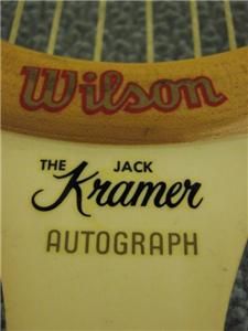 Vintage Wilson Jack Kramer Autograph Tennis Racket Wood